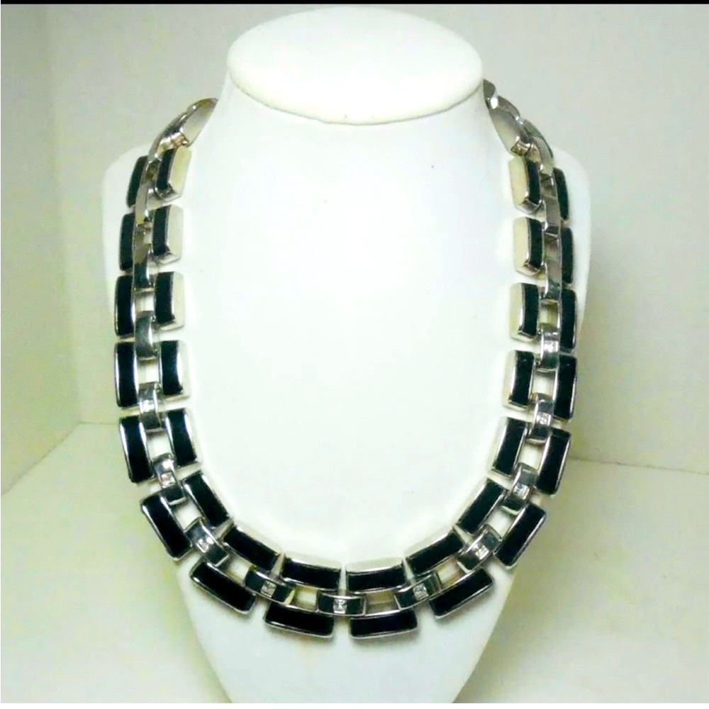 WHBM Elegant Black and Silver Necklace,  chunky choker, stunning piece